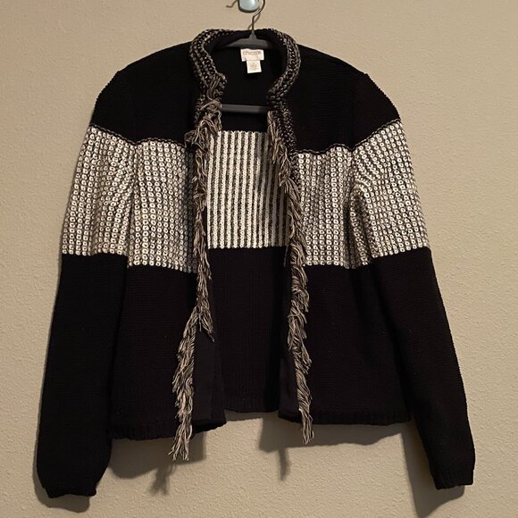 Chico's, Size 1, Crochet Waist Length Sweater - Picture 1 of 9